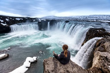 Godafoss is one of the most beautiful waterfalls on the Iceland clipart