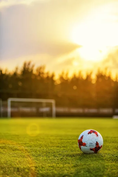 Bola sepak bola di lapangan — Stok Foto