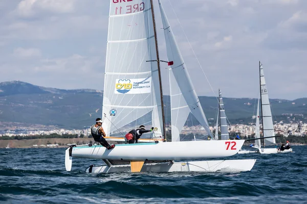 Athletes yachts in action during "2017 Tornado Open World, Globa — Stock Photo, Image