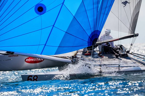Athletes yachts in action during "2017 Tornado Open World, Globa — Stock Photo, Image