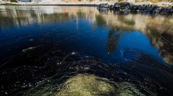 Sinked bir gemiden sızan petrol, gel karaya Salamina ada n