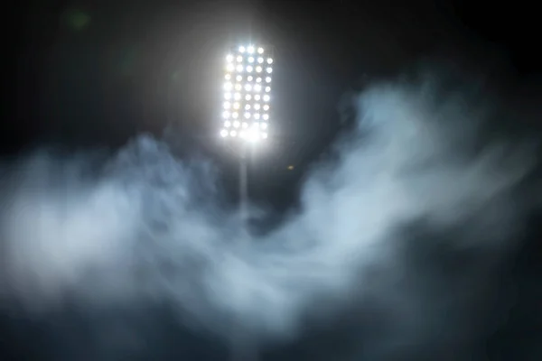 Stadion fények és füst ellen sötét éjszakai égbolt háttér — Stock Fotó