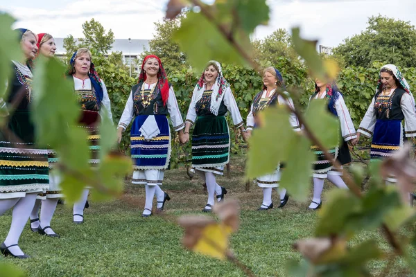 Gruppo che esegue danza folcloristica greca — Foto Stock