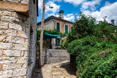  eski taş evleri Köyü Zagorochoria Dilofo, Epirus,