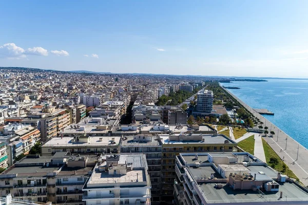 Vista aérea del paseo marítimo de la ciudad de Tesalónica, Grecia — Foto de Stock