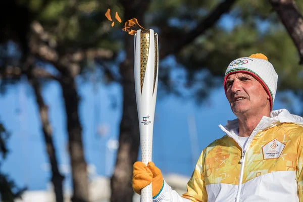 Winter Olympics torch relay arrived in Thessaloniki — Stock Photo, Image