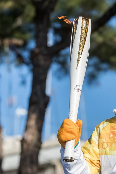 Winter Olympics torch relay arrived in Thessaloniki — Stock Photo, Image