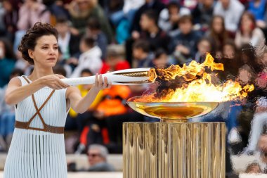 Ceremony of the Olympic Flame for Winter Olympics clipart