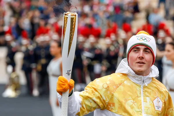 Ceremoni af den olympiske flamme til vinter-OL - Stock-foto