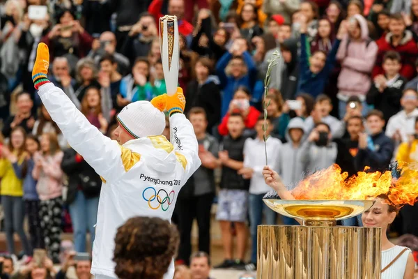 Zeremonie der olympischen Flamme für die Olympischen Winterspiele — Stockfoto