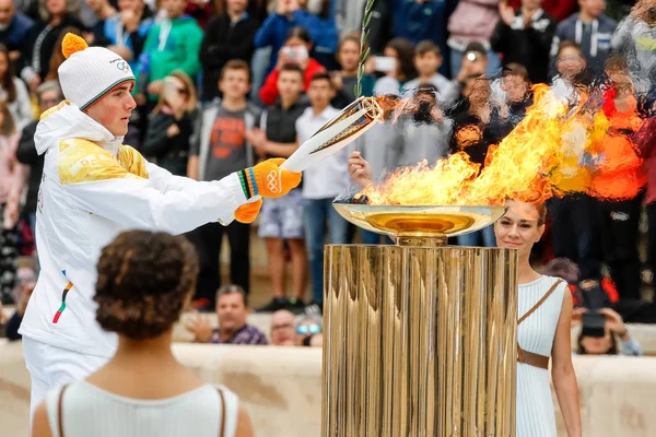 Ceremonia Flacarii Olimpice pentru Jocurile Olimpice de Iarna — Fotografie, imagine de stoc