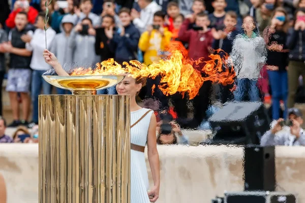 Ceremoni af den olympiske flamme til vinter-OL - Stock-foto