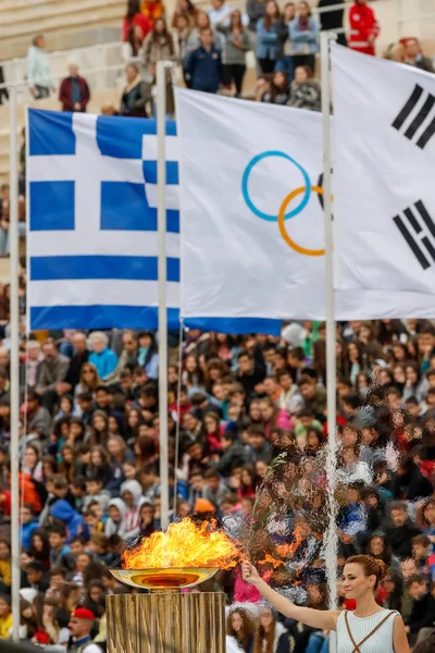 Ceremoni af den olympiske flamme til vinter-OL - Stock-foto