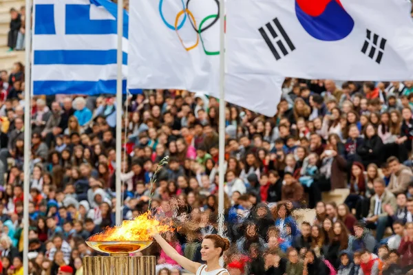 Ceremoni af den olympiske flamme til vinter-OL - Stock-foto