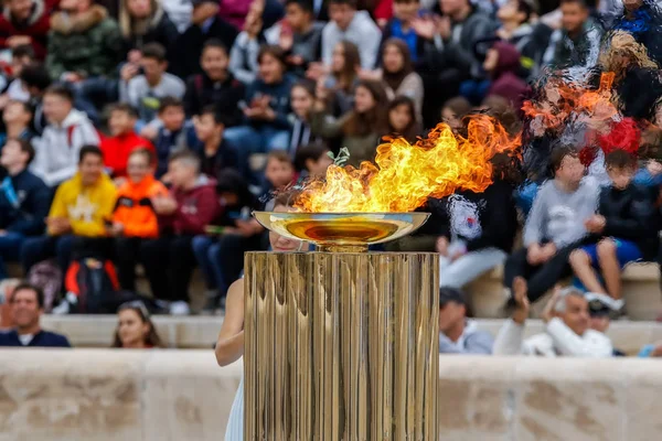 Ceremoni af den olympiske flamme til vinter-OL - Stock-foto