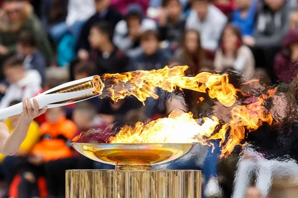 Olimpiyat meşalesinin Kış Olimpiyatları için töreni — Stok fotoğraf