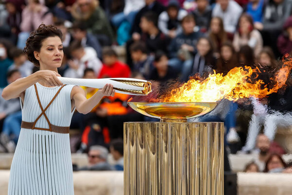 Ceremony of the Olympic Flame for Winter Olympics Royalty Free Stock Photos