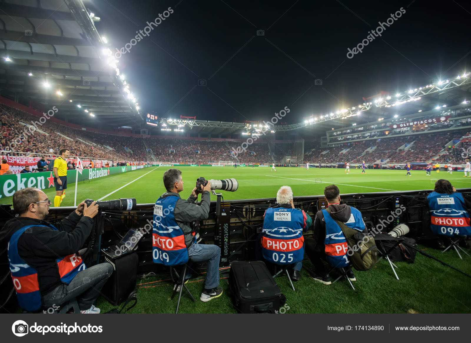 Uefa Champions League Game Between Olympiacos Vs Fc Barcelona Stock Editorial Photo C Vverve