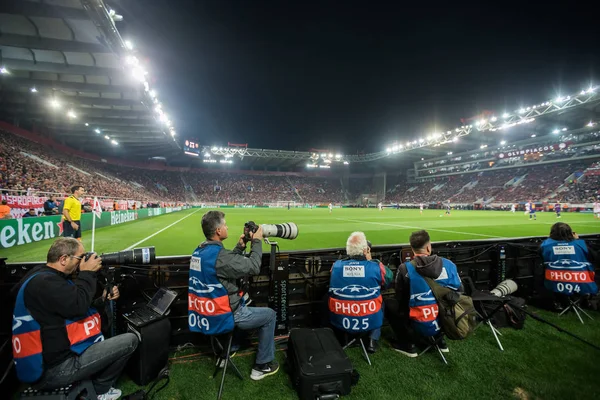 Uefa Champions League Spiel Olympiakos gegen FC Barcelona — Stockfoto