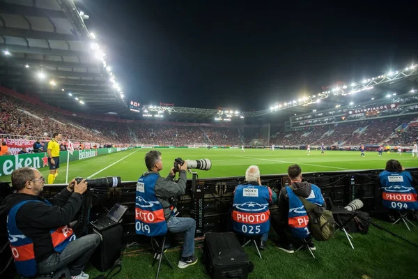 UEFA Champions League game between Olympiacos vs FC Barcelona — Stock Photo, Image