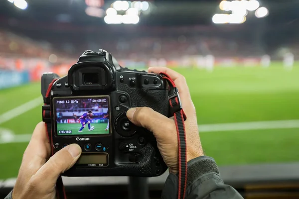 UEFA Champions League játék között Olympiakos vs Fc Barcelona — Stock Fotó