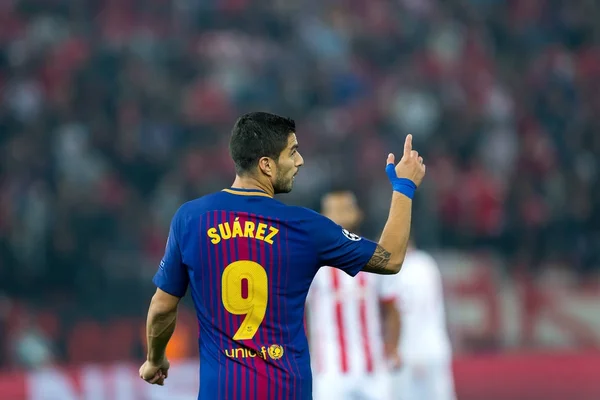 Uefa Champions League Spiel Olympiakos gegen FC Barcelona — Stockfoto