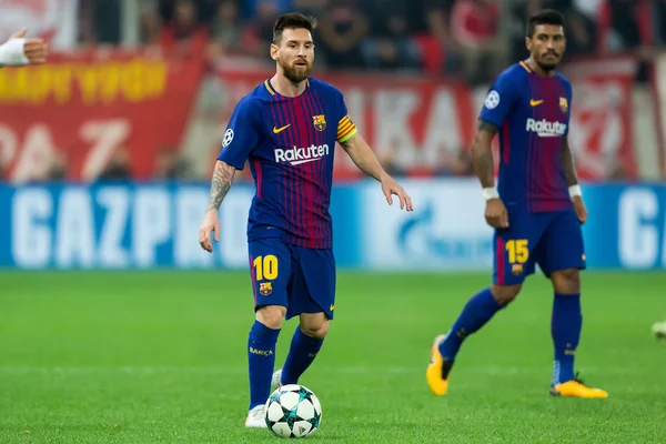 UEFA Champions League játék között Olympiakos vs Fc Barcelona — Stock Fotó