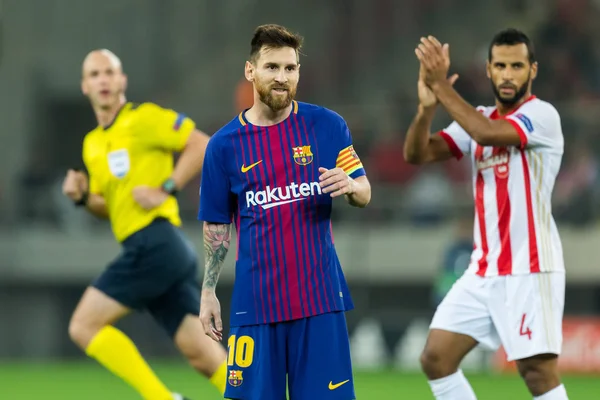 UEFA Champions League játék között Olympiakos vs Fc Barcelona — Stock Fotó