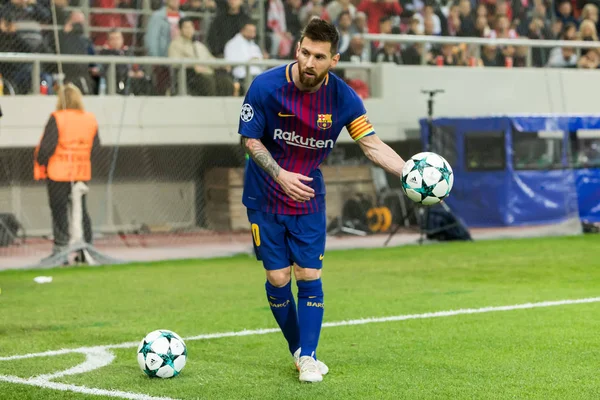 Liga mistrů UEFA hra mezi Olympiacos vs Fc Barcelona — Stock fotografie