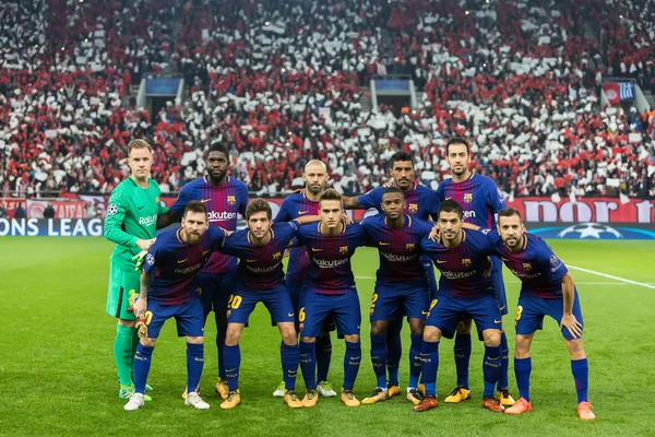 Uefa Champions League Spiel Olympiakos gegen FC Barcelona — Stockfoto