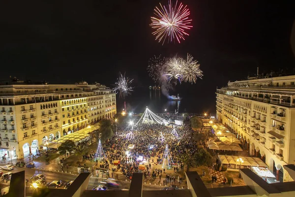 Aristotle's square in Thessaloniki  during New Year celebrations — Stock Photo, Image
