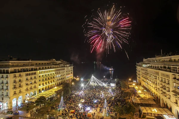 Aristotle's square in Thessaloniki  during New Year celebrations — Stock Photo, Image