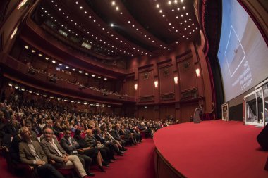 Thessaloniki, Yunanistan - 7 Kasım 2017: 58 uluslararası Selanik Film Festivali Olympion sinemada sırasında sinemada izlerken seyirci