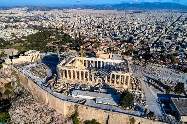 파르테논 신전, 아테네, 그리스의 아크로폴리스의 항공 보기 — 스톡 사진