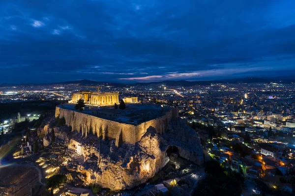 Vista aérea del Partenón y la Acrópolis en Atenas, Grecia —  Fotos de Stock