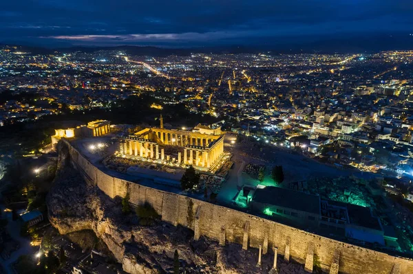 Flybilde av Parthenon og Akropolis i Athen, Hellas – stockfoto