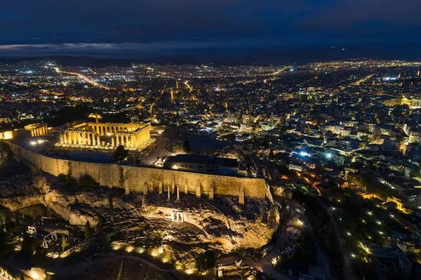 Aerial view of Parthenon and Acropolis in Athens,Greece — Stock Photo, Image