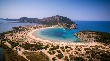  voidokilia Beach, Messinia, Yunanistan havadan görünümü