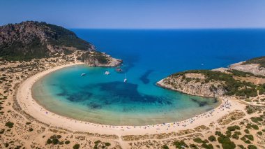  voidokilia Beach, Messinia, Yunanistan havadan görünümü