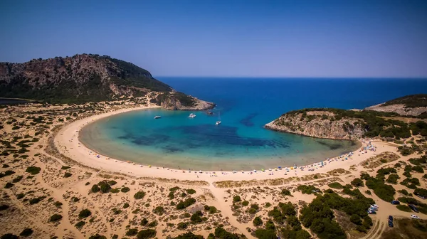  voidokilia Beach, Messinia, Yunanistan havadan görünümü