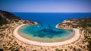  voidokilia Beach, Messinia, Yunanistan havadan görünümü