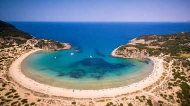  voidokilia Beach, Messinia, Yunanistan havadan görünümü