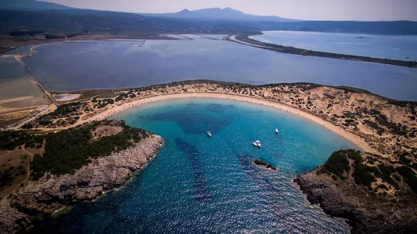 Voidokilia Beach, Messinia, Yunanistan havadan görünümü — Stok fotoğraf