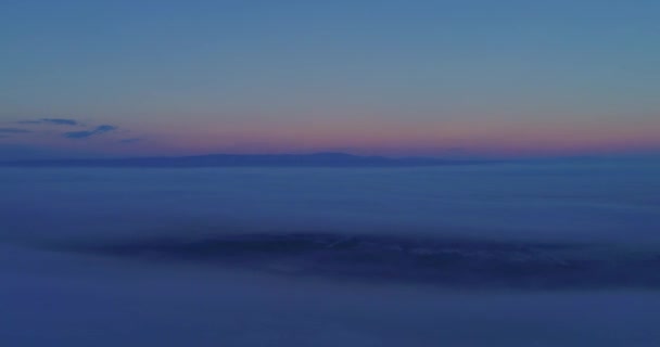 Luftaufnahme Fliegen Über Den Wolken Luftaufnahme Während Des Sonnenuntergangs Landschaftspanorama — Stockvideo