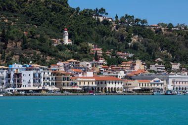 Zakynthos şehir ve liman manzarasına pitoresk Zakynth üzerinde