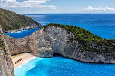 Navagio (batık) Beach Zakynthos Island, Yunanistan.