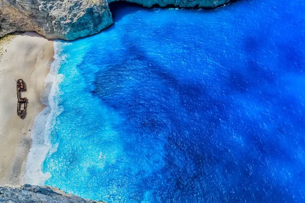 Vue Aérienne De La Plage Navagio (Naufrage) Sur L'île De Zakynthos, Gr — Photo