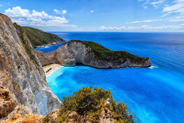 Navagio (Naufragio) Playa en la isla de Zakynthos, Grecia . —  Fotos de Stock