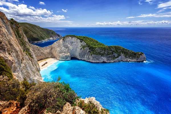 (Hajótörés) Navagio Beach-Zakynthos Island, Görögország. — Stock Fotó