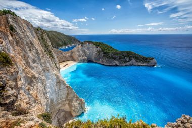 Navagio (batık) Beach Zakynthos Island, Yunanistan.